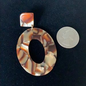 Jewelry | Coffee Color Large Acrylic Oval Hoop Earrings | Poshmark